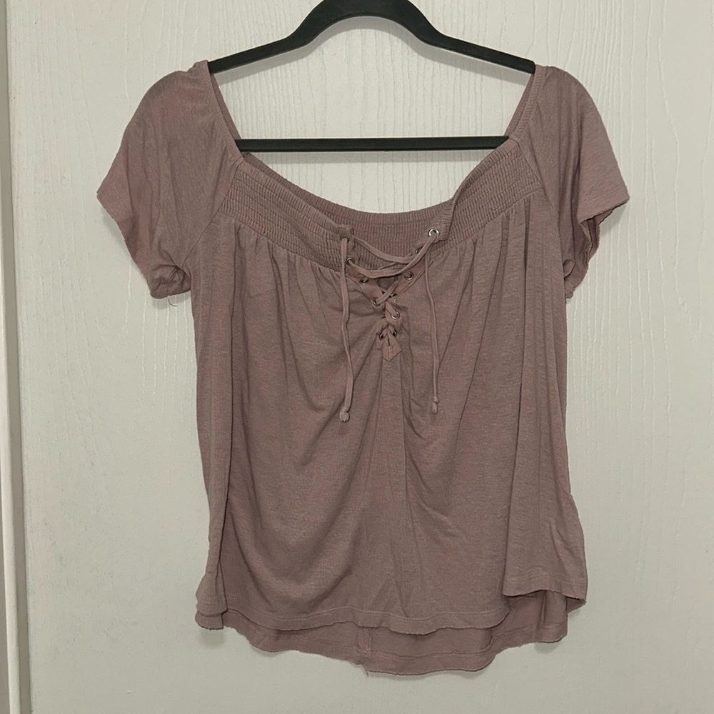 American Eagle Pink Off the Shoulder Top — Size Medium